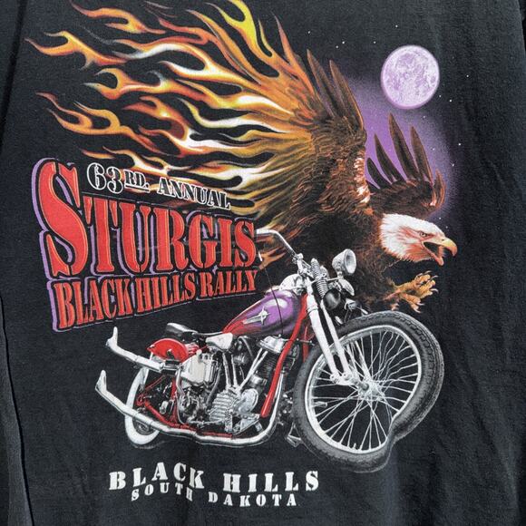 Vintage 2003 Sturgis Black Hills Flaming Eagle Longsleeve Shirt Size Large - Picture 2 of 5